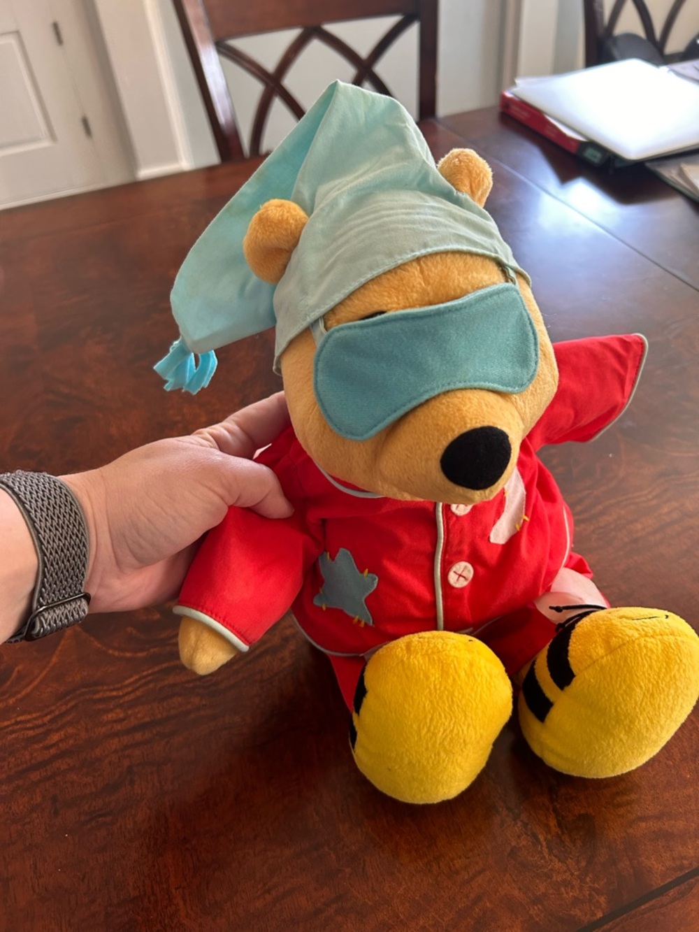 Disney‎ Fisher Price 2002 Winnie The Pooh Sing N Snore Plush Red PJ Not Working